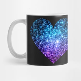 Teal and Purple Ombre Faux Glitter Heart Mug